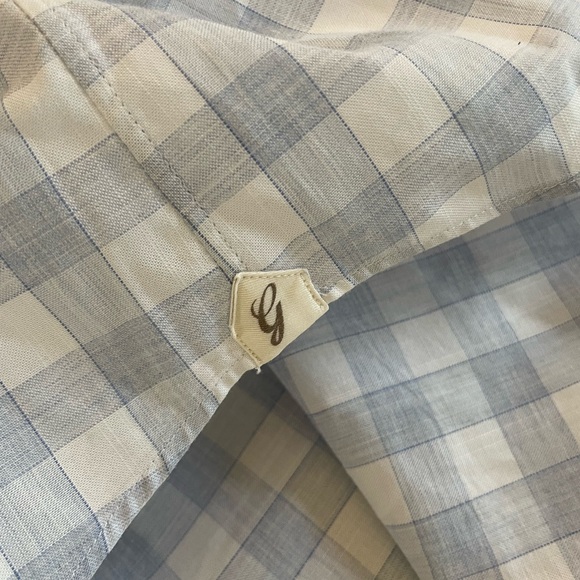 Gallia Made in Italy Check Print Spread Collar Shirt in Blue Size 44/17 1/2 $395 - Picture 7 of 9